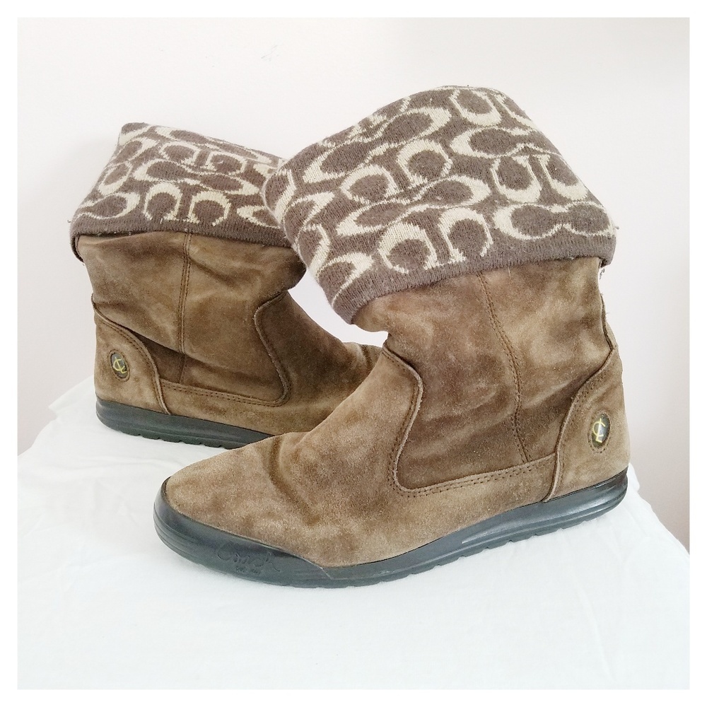 Suede Coach boots with built in sock liner